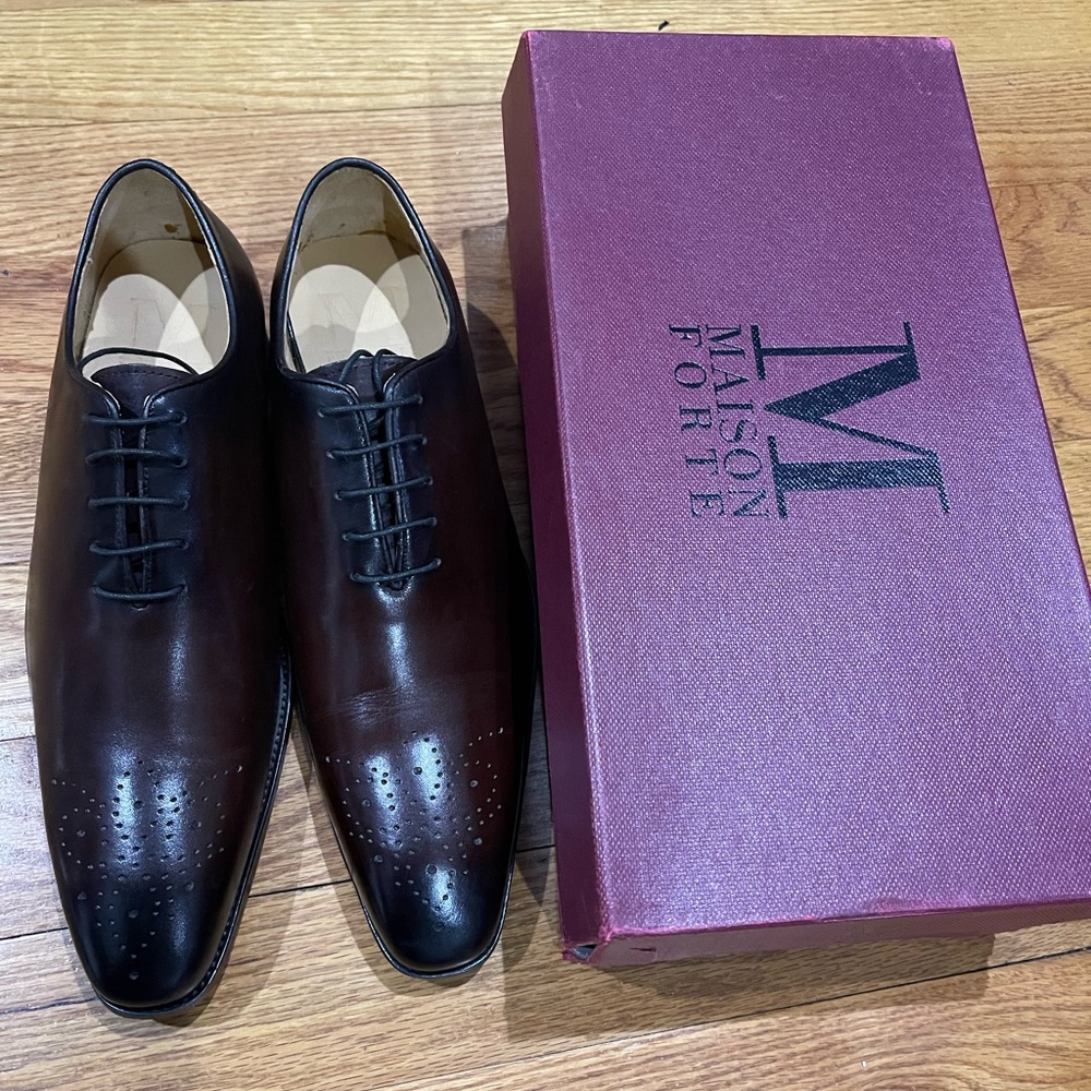 Brand New Maison Forte lace-up whole cut shoes Brown Sz 10 M - Picture 2 of 11
